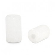 Tube natural stone bead 6x3mm Milky Quartz White Opal